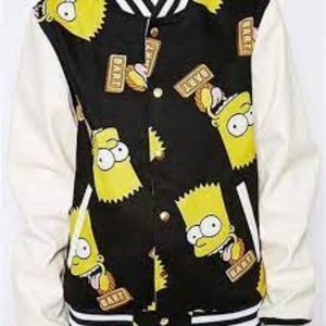 Joyrich Bart Simpson black and white bomber jacket